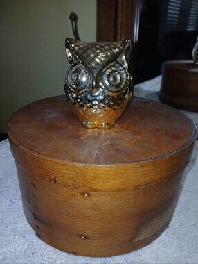 Vintage Metallic Gold Owl Coin Bank Figurine